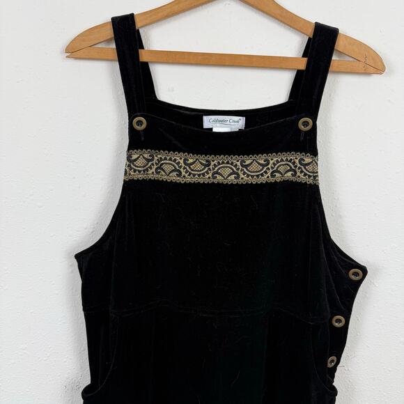 Coldwater Creek Women Velour Overalls Size MP Whimsigoth Boho 90s Indie Grunge - Picture 2 of 9